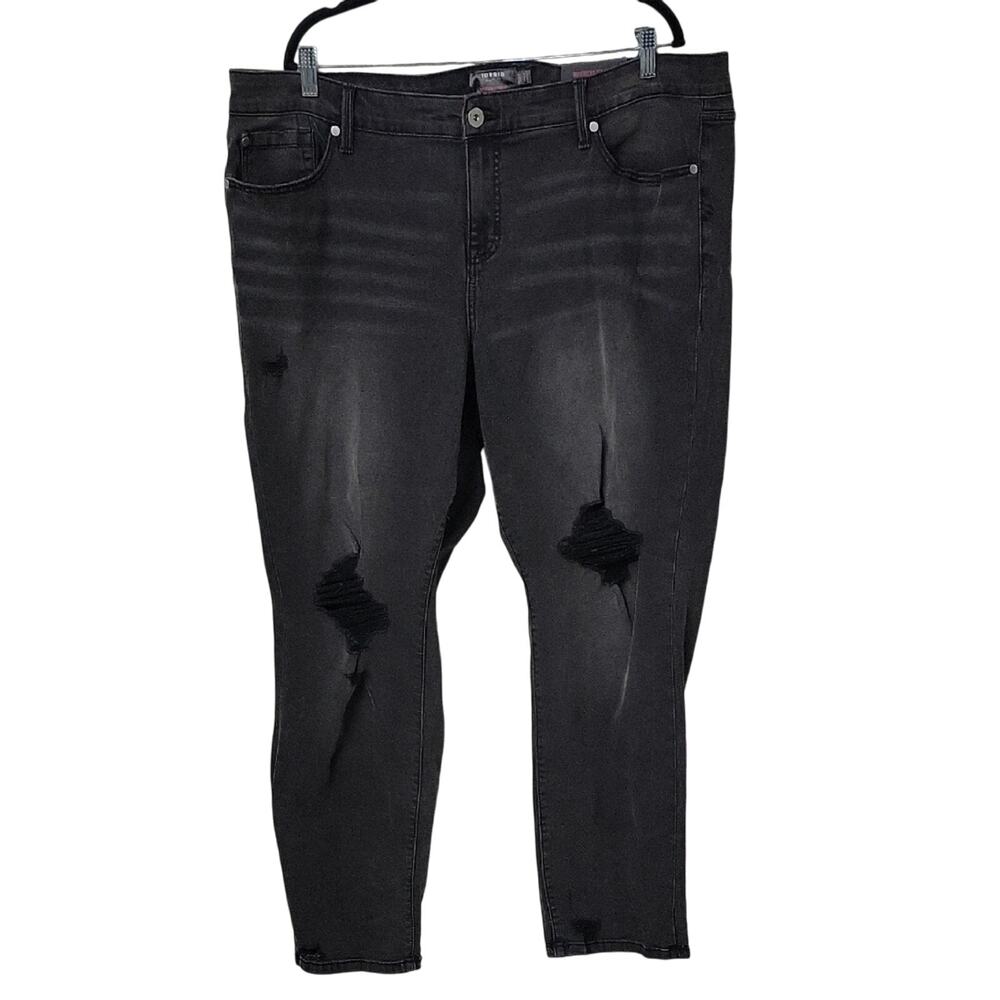 Torrid Boyfriend Straight Black Vintage Stretch Distressed Jeans Womens Plus 20R